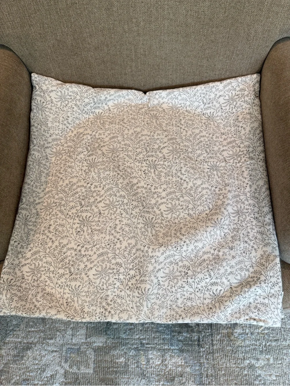 Cover ONLY Linen & James Floral Block Black and Cream 22 x 22 Pillow Cover